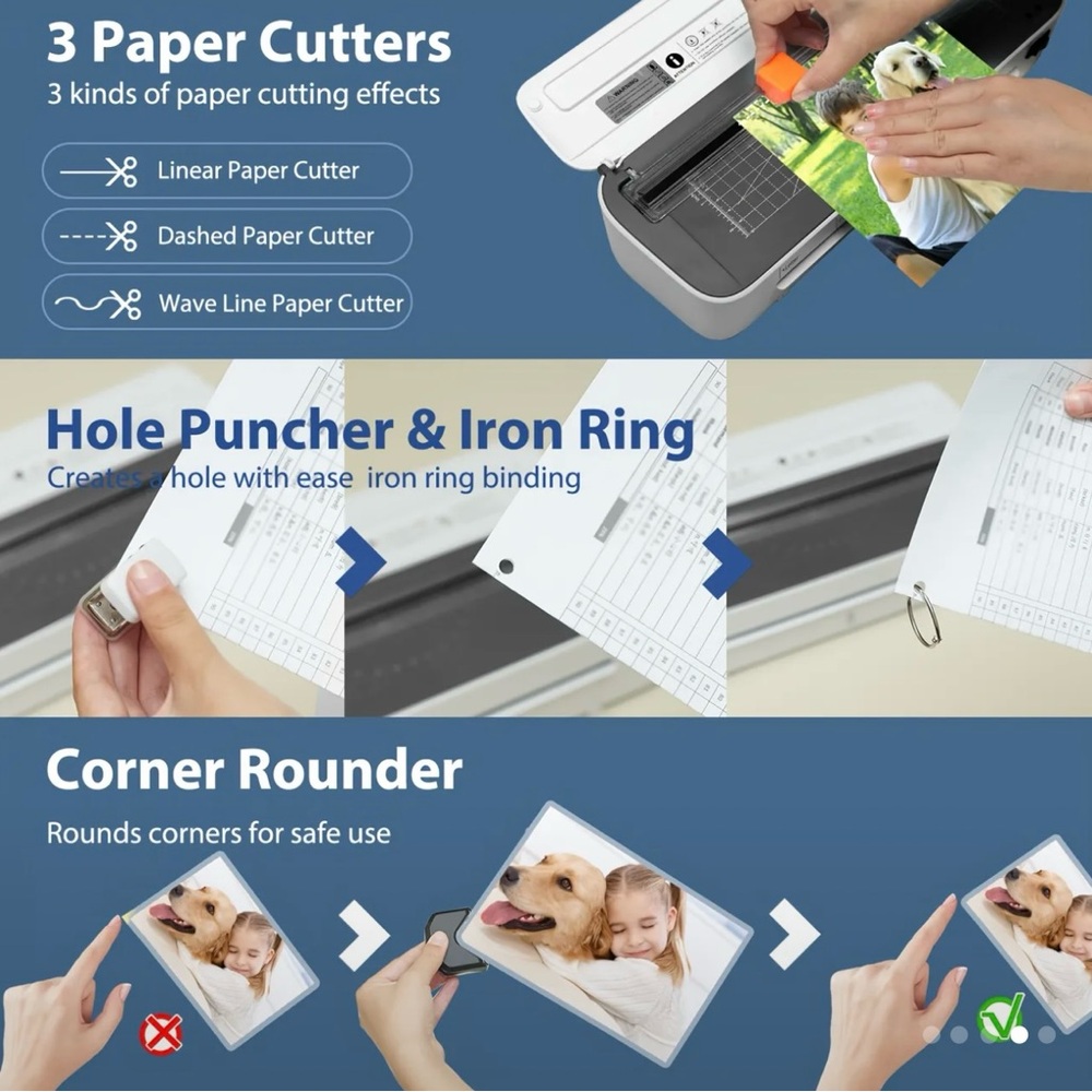 11 in 1 Multifunctional White and Black Paper Cutter and laminating machine - Picture 6 of 9